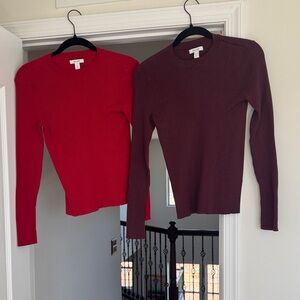 Nine West Red and Brown Crew Neck Sweater Set